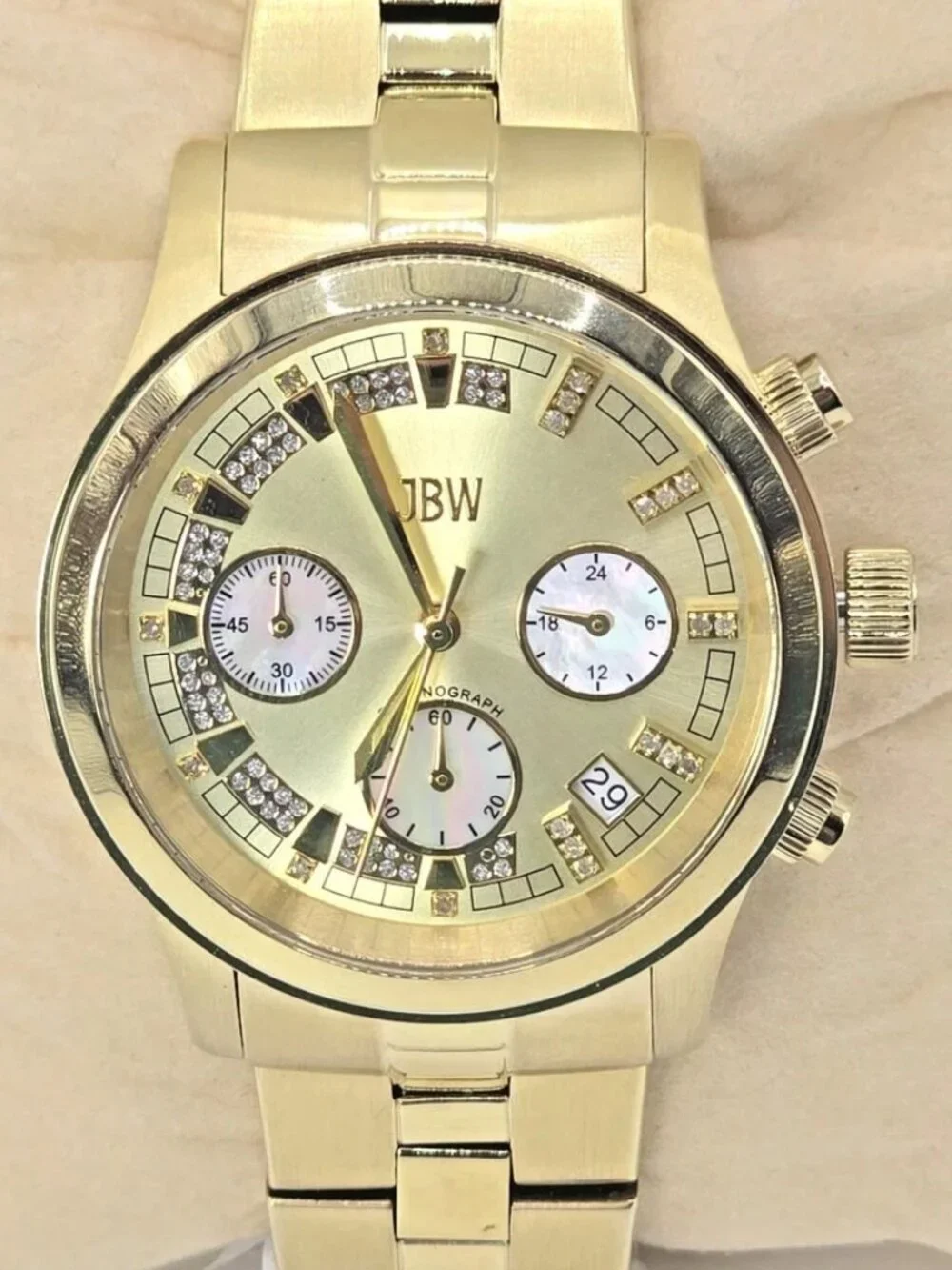 JBW Alessandra JB-6217-E Gold Tone Diamond Chronograph Womens Watch 38mm